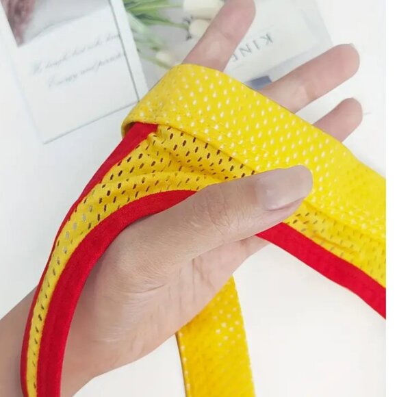 Karen Space Yellow Red G String Mesh Underwear L - Picture 4 of 7